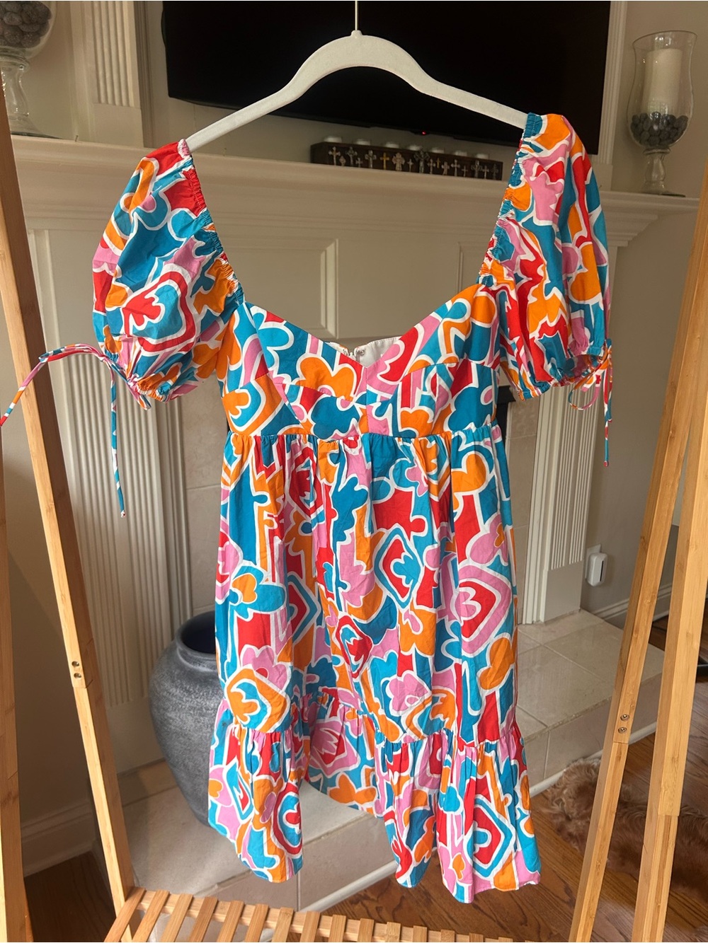 *can’t ship until 05/16* Amanda Uprichard Multi-Color Puff Sleeve Mini Dress
